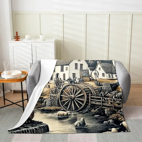 Miniatura 11 de Erosebridal Manta de tren vintage de 40 x 50 pulgadas, manta de franela con locomotora de tren campestre para niños, adolescentes y adultos, manta