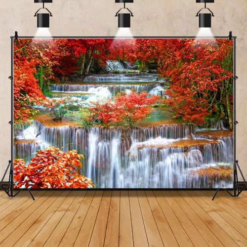 Miniatura 4 de AOFOTO Telón de fondo de cascadas de 5 x 3 pies para fotografía de fondo de cascada, paisaje, naturaleza, viajes, hombre adulto, Retrato artístico