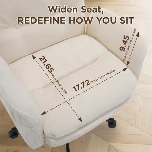 Miniatura 6 de FiveWillowise - Silla cruzada con brazos ajustables y respaldo alto, asiento ancho grueso, silla de oficina en casa, sillas de tocador de maquillaje