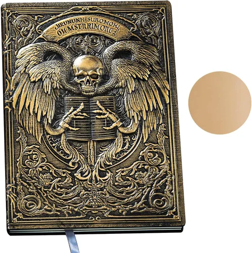 Miniatura 3 de Diario sin forro – Libro de la calavera, patrón de arte en relieve 3D de estilo oscuro, cuaderno de tapa dura para regalo A5 en blanco, cuaderno