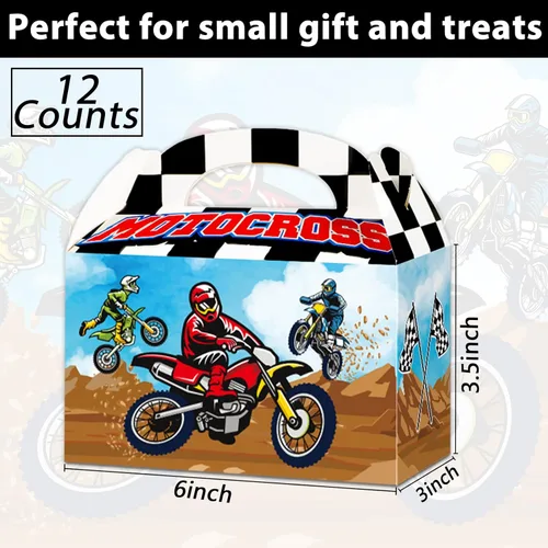 Miniatura 2 de gisgfim Caja de regalo de 12 piezas de motocross para fiesta de motocross, caja de regalos para decoración de cumpleaños y baby shower