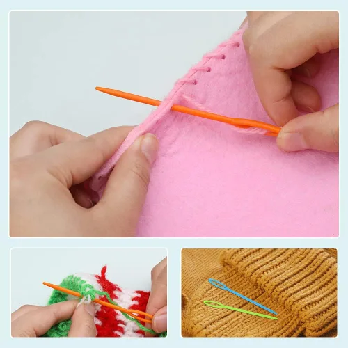 Miniatura 6 de LUNARM 50 agujas de plástico para hilo, 9cm/3.54 pulgadas ojo grande, agujas de coser de hilo de plástico para lienzo, manualidades, bordado