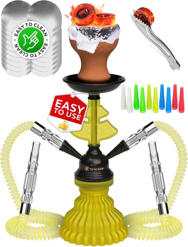 Miniatura 10 de Set de cachimba portátil con todo incluido - Juego de cachimba negro 2 mangueras – LilOne 12” Juego de cachimba mini negra con 2 mangueras, 50