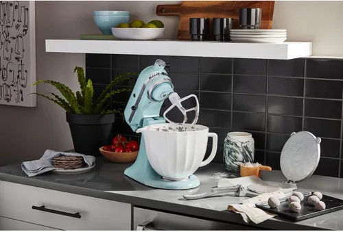 Miniatura 4 de KitchenAid Cuenco de cerámica de 5 cuartos para todos los mezcladores de soporte de cabeza inclinable de 4.5-5 cuartos KSM2CB5PWS, carcasa blanca