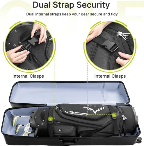 Miniatura 4 de UNIHIMAL Funda rígida de viaje de golf con ruedas, diseño de carcasa rígida de PC, impermeable, duradera y de gran capacidad, funda de viaje de golf