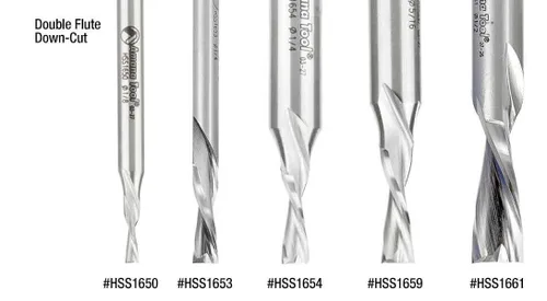 Miniatura 5 de Amana Tool HSS1655 Brocas de enrutador espiral de doble flauta Metal Corte de aluminio de 1/4 D x 1 x 1/4 pulgadas Broca de enrutador de corte