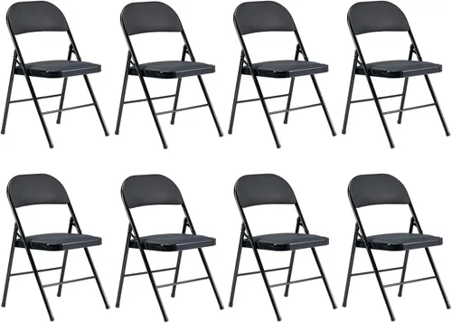 Miniatura 26 de Paquete de 4 sillas plegables negras con cojín acolchado y respaldo para interiores y exteriores, silla plegable comercial apilable portátil