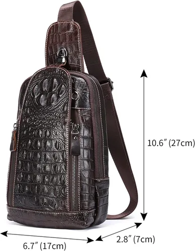 Miniatura 6 de QAZWSXE Bolso cruzado de cuero para hombre, bolso bandolera de hombro, bolsas casuales para el pecho, para viajes, senderismo, mochilas, 11 - café