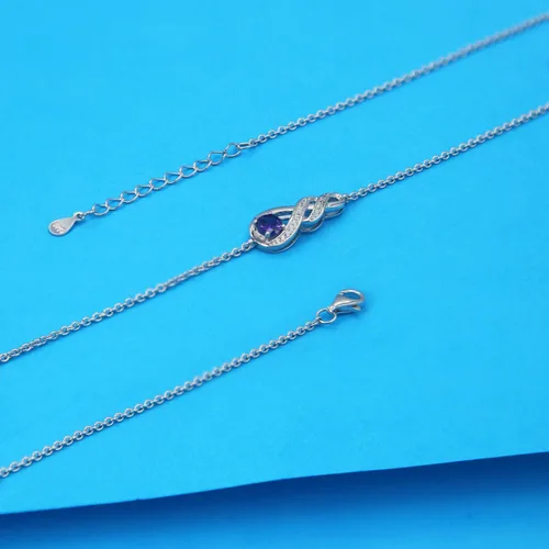 Miniatura 4 de LOCIBLO Pulseras de piedra natal para mujeres y niñas, plata de ley 925, oro blanco, colgante de infinito, regalo de aniversario, cumpleaños