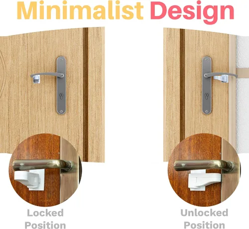 Miniatura 2 de Inaya Cerradura de palanca de puerta a prueba de niños (paquete de 4) - Cerradura de manija de puerta - Adhesivo 3M - Diseño minimalista
