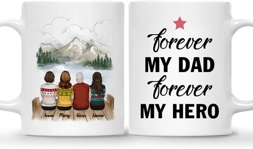 Miniatura 10 de Gossby Taza personalizada (3 hijas) Thank You Dad For Everything, taza personalizada para papá, de regalo, día del padre, cumpleaños, 11 onzas, 15 3