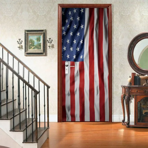 Miniatura 2 de Calcomanías para puerta, murales para despegar y pegar, bandera de Estados Unidos, calcomanías para puerta, autoadhesivas, extraíbles, de PVC