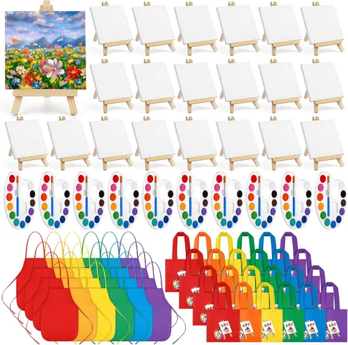 Miniatura 8 de Aodaer El juego de 48 piezas de pintura de acuarela incluye 12 colores de pinturas de acuarela de 4 x 4 pulgadas, caballetes de lona de madera