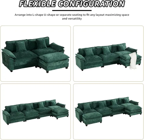 Miniatura 5 de Sofá modular modular de felpilla beige de 78 pulgadas para sala de estar, sofá modular de felpilla beige para sala de estar, sofás para sala