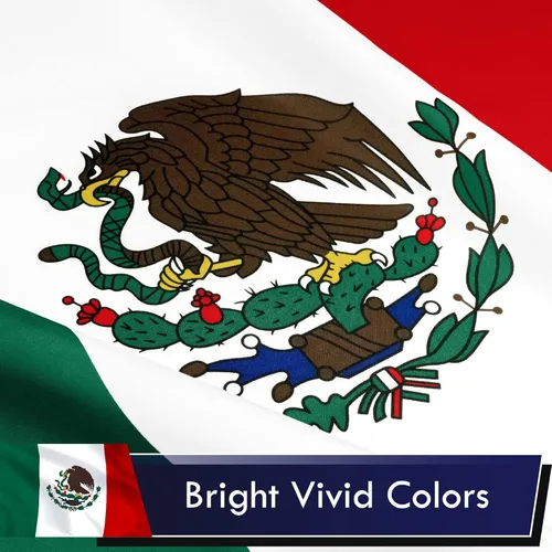 Miniatura 3 de G128 Bandera de México, 3 x 5 pies, serie LiteWeave, impresa en poliéster 100D, bandera de país, colores vibrantes, ojales de latón