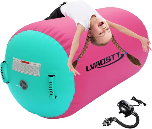 Miniatura 7 de Rodillo de aire para gimnasia, colchoneta inflable para rodillos de aire, equipo de gimnasia, cilindro de equilibrio con bomba para yoga