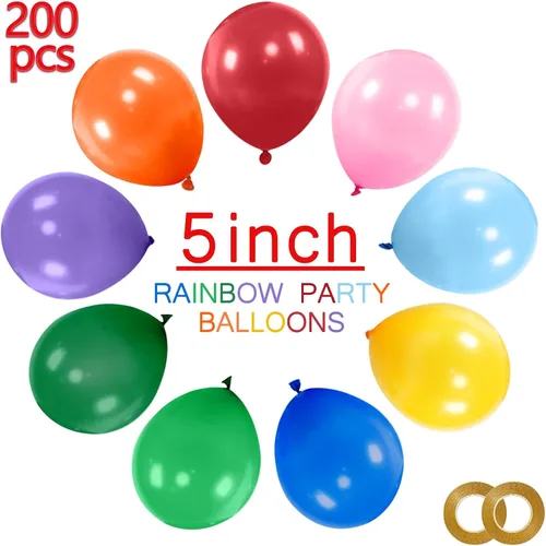 Miniatura 2 de 200 globos de 5 pulgadas de colores surtidos, mini globos de látex arcoíris, pequeños globos de fiesta coloridos para cumpleaños, boda, baby shower