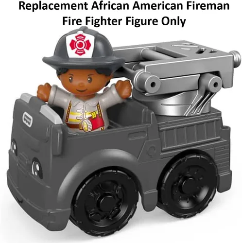 Miniatura 2 de Pieza de repuesto para Fisher-Price Little People to The Rescue Fire Truck Playset – GGT34 ~ Figura de bombero afroamericano de repuesto ~ Funciona