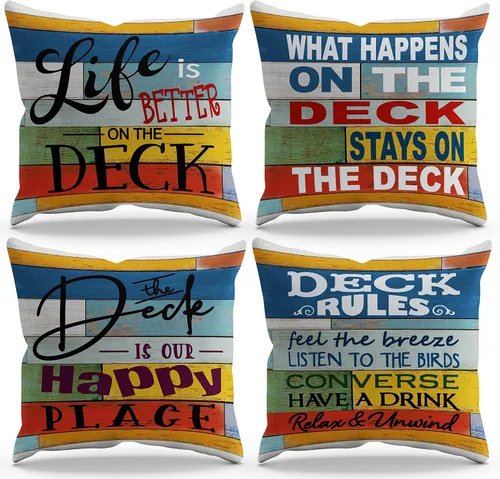Miniatura 8 de BXFAHZJ Lake Rules Welcome to Our Lake House - Juego de 4 fundas de almohada de 18 x 18 pulgadas, decoración de cabaña de lago para lago, pádel
