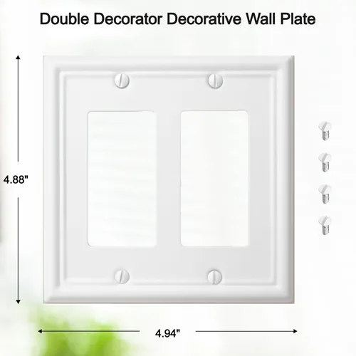 Miniatura 2 de OKAWYC Luca - Placa de pared de metal para interruptor de luz de decoración doble, paquete de 2 unidades, basculante doble de 2 segmentos