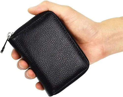Miniatura 5 de Tarjetero para mujeres y hombres RFID pequeñas carteras para tarjetas de crédito, organizador de dinero, Negro, 20 ranuras, Minimalista