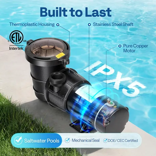 Miniatura 3 de VIVOHOME Bomba de piscina sobre el suelo de ahorro de energía de 1.0 HP 5280 GPH, 115 V con cesta de colador, certificado ETL y DOE