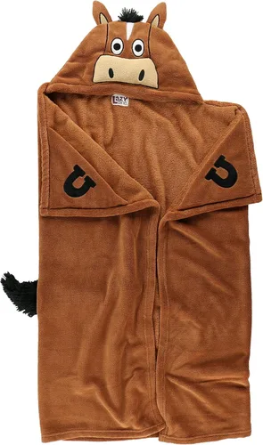 Miniatura 3 de Manta con capucha para llevar puesta Lazy One para niños, manta con capucha de animales (caballo, marrón)