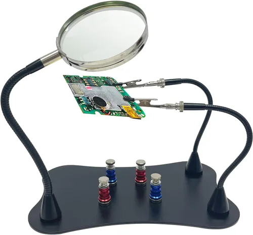 Miniatura 2 de Sutekus Manos de ayuda para soldar soporte para placa de circuito PCB con lupa de 2.5X para reparación electrónica, joyería, manualidades