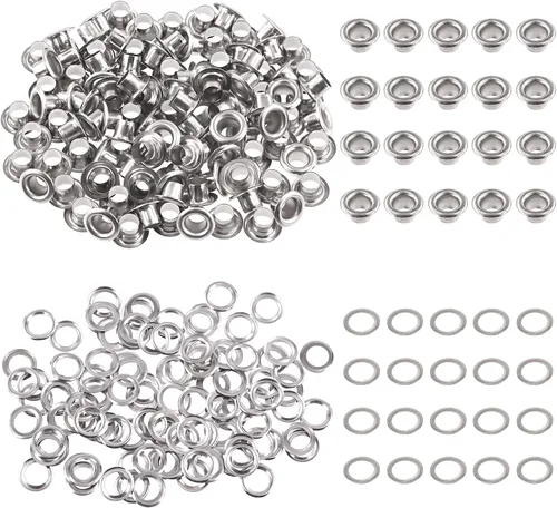 Miniatura 22 de Swpeet 204 piezas – 100 juegos de ojales de agujero de 1/2 pulgada (0.472 in) gruesos de 4 colores ojales de metal ojales y 3 piezas de herramienta