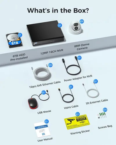 Miniatura 9 de 【Disco Duro de 6TB】Sistema de Cámaras de Seguridad NVR Hiseeu de 12MP, 16 Cámaras de Seguridad PoE Cableadas 4K/8MP, Vista Amplia de 121°, Audio