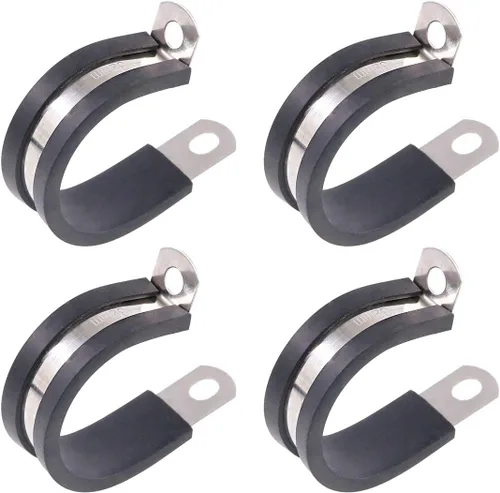 Keadic 20 abrazaderas aislantes acolchadas de goma de 1-1/4 pulgadas (1.260 in) de acero inoxidable, abrazadera de metal, soporte de tubo para
