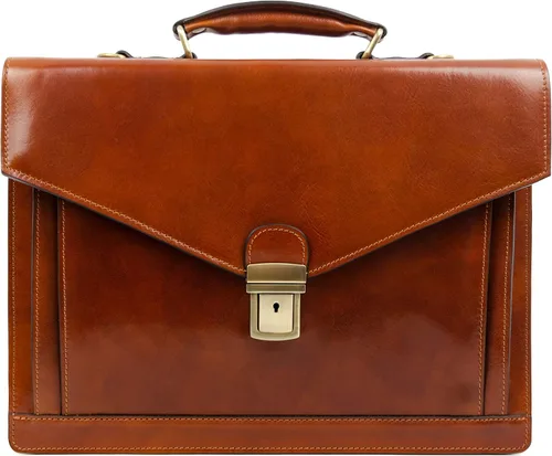 Time Resistance Maletín de cuero para hombre, hecho a mano, bolsa italiana para laptop, funda elegante naranja marrón