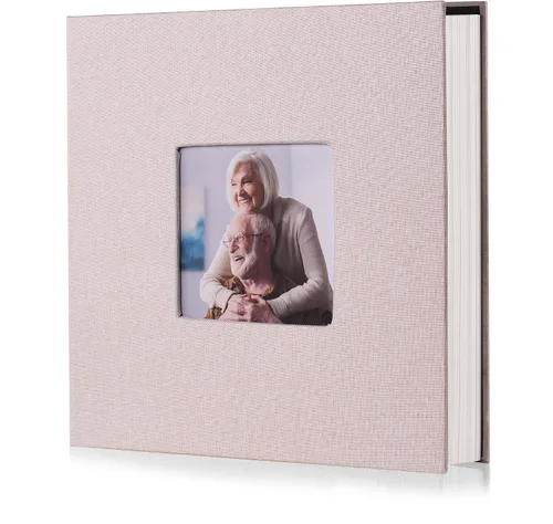 HoneyTolly Álbum de fotos autoadhesivo para fotos de 4 x 6 imágenes, cubierta magnética de lino, 15 hojas/30 páginas en blanco para bodas Beige claro