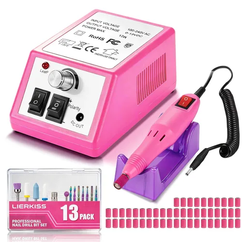 Miniatura 9 de LAVAED Kit de máquina de taladro de uñas eléctrico profesional, vibración de bajo ruido con brocas de uñas y bandas de lijado para taladro de uñas
