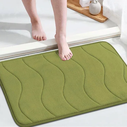 Miniatura 16 de Flamingo P Alfombra de Baño de Espuma Viscoelástica Tapetes de Baño Alfombra Antideslizante Absorbente de Agua para Ducha, 24x17 pulgadas, Verde Aqua