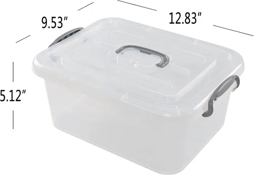 Miniatura 2 de Caja de almacenamiento transparente de plástico de 8 L, 2 cajas de cierre de almacenamiento con tapa