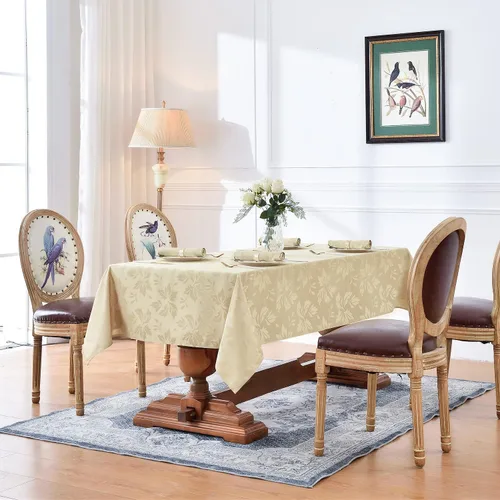 Miniatura 2 de Romanstile Mantel rectangular de jacquard de primavera, impermeable, diseño floral de damasco, manteles decorativos de tela pesada para cenas