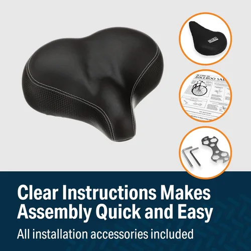 Miniatura 6 de Bikeroo Extra Wide Replacement Saddle - Fits Indoor & Outdoor Bicycles - Steel Spring & Elastomer Suspension - Center Cutout - Memory Foam