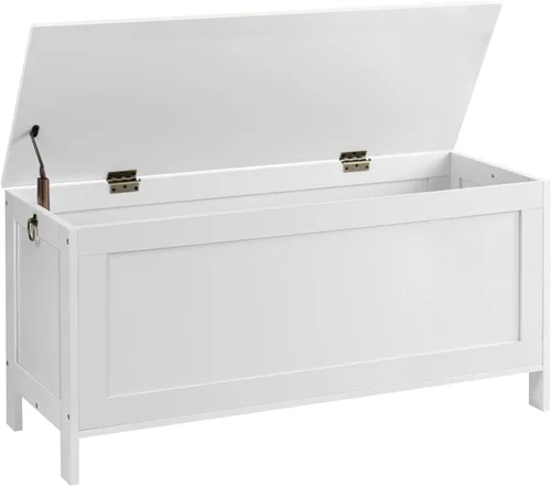 Miniatura 17 de HOOBRO Caja de juguetes, baúl de almacenamiento de aspecto de madera retro con bisagra de seguridad, banco de almacenamiento de entrada soporta 220
