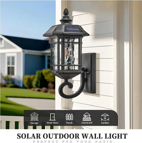 Miniatura 7 de Aplique solar para exteriores de 15.7 pulgadas de altura, accesorio de iluminación exterior del atardecer al amanecer, lámpara de pared solar