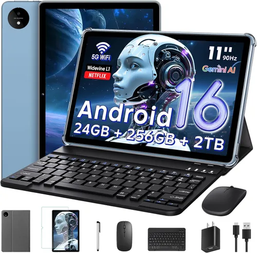 Miniatura 10 de Tablet Android 16 de 11 pulgadas con Gemini AI, T7250 Octa-Core, 24 GB de RAM + 256 GB ROM/2 TB TF, 16 MP+8 MP, pantalla IPS HD 1920 x 1200, 8000
