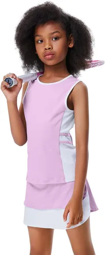 Traje de golf y tenis para niños y niñas, vestido sin mangas, camiseta sin mangas, pantalones deportivos, con bolsillos cortos, 3-12 años