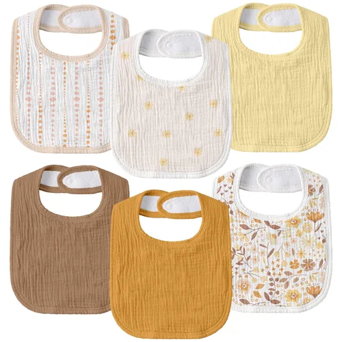 Miniatura 18 de Baberos de muselina para bebé, paquete de 8, baberos para babear y dentición para bebé, absorbentes, suaves de algodón orgánico, babero ajustable