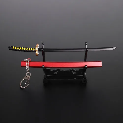 Miniatura 4 de Mini llavero de espada samurái, juego de 2 piezas de abrecartas de metal con soporte de exhibición, regalo decorativo