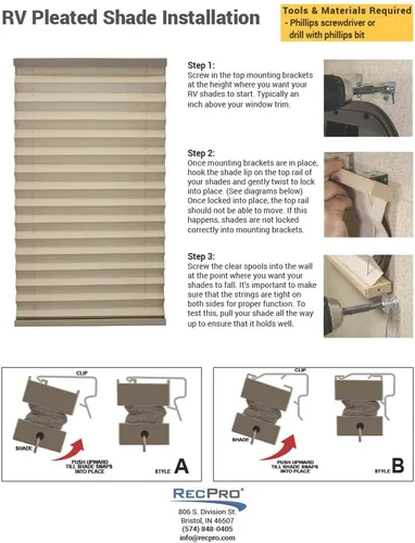 Miniatura 5 de Cortinas enrollables RecPro para autocaravanas, estilo plisado Cappuccino Cortinas para ventanas de autocaravanas Caravana Remolque
