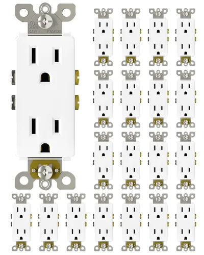 Miniatura 9 de ThunderWay Toma de corriente decoradora con placa de pared, toma eléctrica no resistente a manipulaciones, 15 amperios/125 V, autoconectada