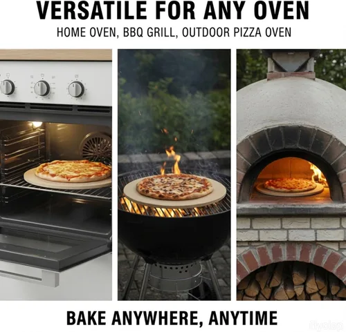 Miniatura 6 de Piedra redonda para pizza de 12 pulgadas para parrilla y horno, cocina al aire libre y barbacoa, piedra para hornear de cordierita con resistencia