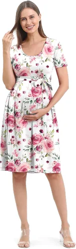Miniatura 2 de SUNNYBUY Vestido de maternidad para mujer, vestido de maternidad casual, vestido de embarazo, longitud hasta la rodilla con cinturón