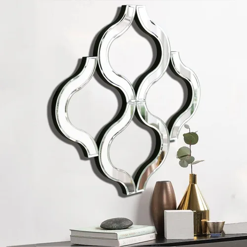 Miniatura 2 de DMDFIRST Espejo de pared decorativo en forma de arco plateado de 20 x 20 pulgadas, grande, exquisita decoración de acento glamorosa biselada