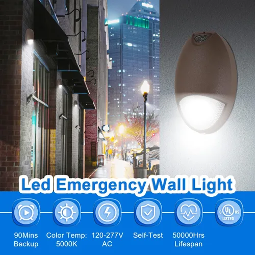 Miniatura 2 de Luz de emergencia LED con respaldo de batería y sensor de fotocélula, diagnóstico de autoprueba impermeable, accesorios de emergencia LED
